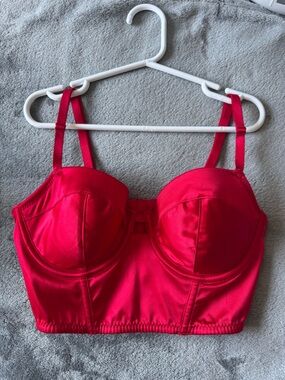 Red Satin Bustier Corset Bra Top